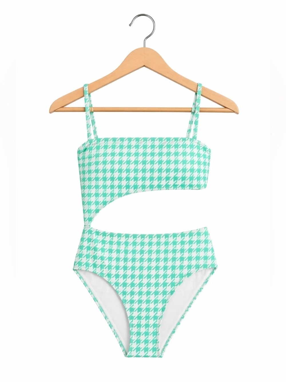 Ninety-Nine° Bandeau Cutout Swimsuit Juniors Medium Houndstooth NWT
